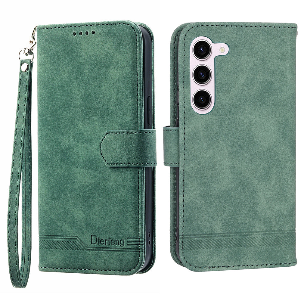 DIERFENG DF-03 PU Leather Stand Phone Case for Samsung Galaxy S23 PU Leather Lines Imprinted Phone Wallet Cover DIERFENG DF-03 PU Leather Stand Phone Case for Samsung Galaxy S23 PU Leather Lines Imprinted Phone Wallet Cover